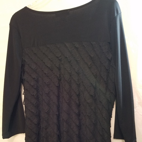 Harve Benard Top/Blouse Black Large Diagonal Ruffles Tiers Vintage - Picture 2 of 4